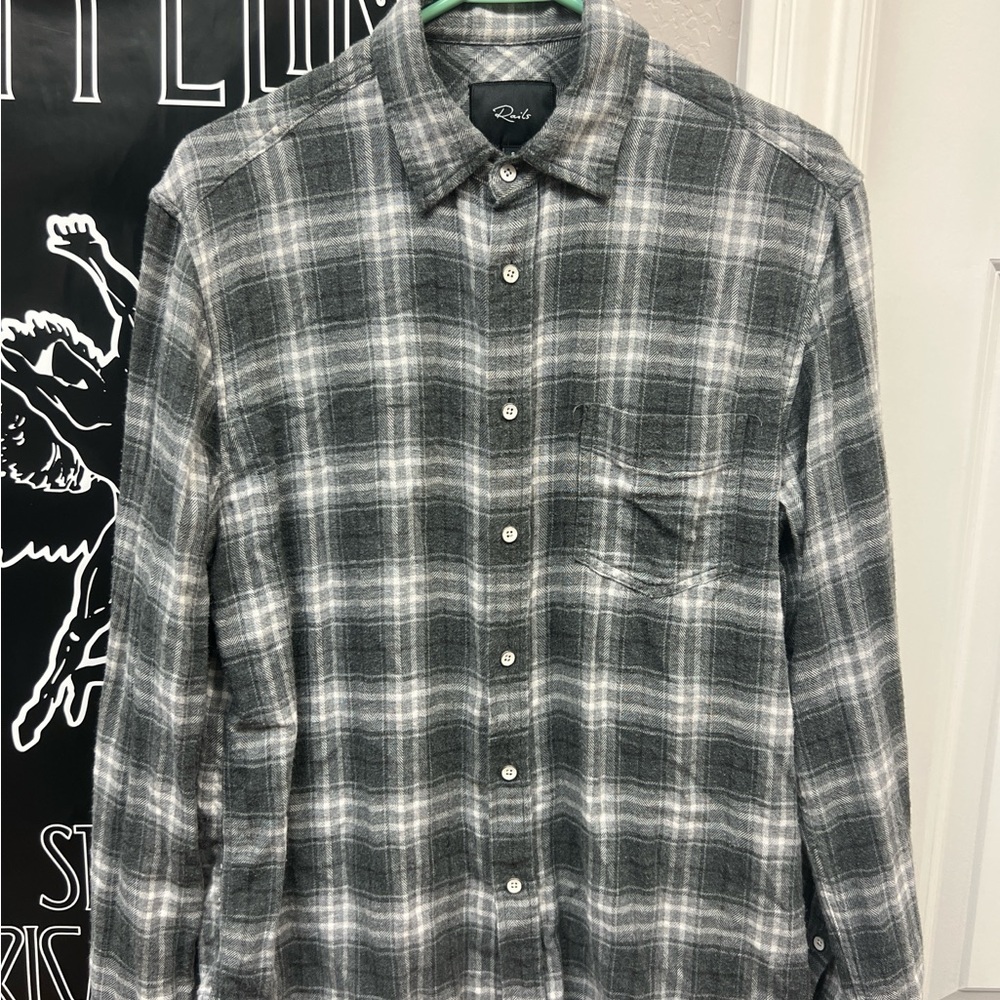 Rails Charcoal and White Plaid Shirt